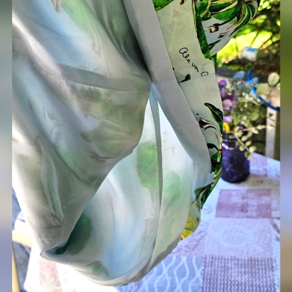 🤑 Nwt Ala Von Auersperg Green and Yellow Midi dress with Tropical Print 🤑 - Picture 10 of 16